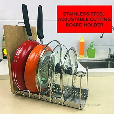 Pot Rack Organizer DIY Stainless Steel Kitchen Cabinet Pantry Pot Lid Holder Adjustable Interval