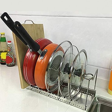Pot Rack Organizer DIY Stainless Steel Kitchen Cabinet Pantry Pot Lid Holder Adjustable Interval