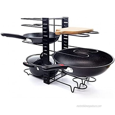 Pot Rack Organizers Lid Organizer for Pots and Pans 8 Tiers Pots and Pans Organizer with 3 DIY Methods Adjustable Pot Lid Holders Pan Rack for Kitchen Counter and Cabinet by KAUKKO Upgrade Version