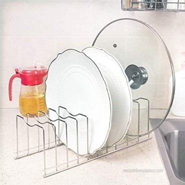 SANNO Pot Lid Organizer Pot Lid Rack Holder Storage Organizer for Bakeware ,Cutting Boards Pots & Pans Serving Trays Reusable Containers in Cabinet Pantry,Stainless Steel