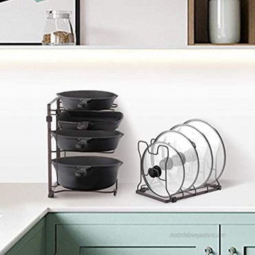 Simple Trending Adjustable Pan and Pot Lid Organizer Rack Holder Kitchen Counter and Cabinet Organizer Bronze