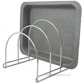 Steel Adjustable Organizer Rack Cutting Board Rack Bake Ware Rack Pot Lid Holder 3 Compartments