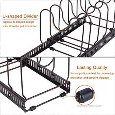 Toplife Expandable Pans Organizer Rack,10 Adjustable Compartments Pantry Cabinet Bakeware Lid Plate Holder