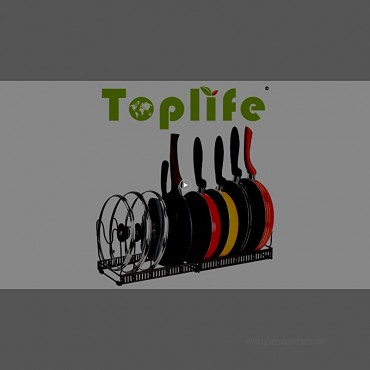 Toplife Expandable Pans Organizer Rack,10 Adjustable Compartments Pantry Cabinet Bakeware Lid Plate Holder