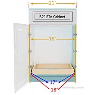 CabinetRTA DIY Slide Out Cabinet Shelf Pull-Out Wood Drawer Storage W18 x D21 Non Soft-Close Slide
