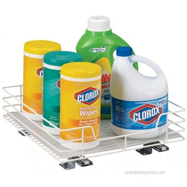 Household Essentials 1516-1 Glidez Undersink Sliding Organizer | Pull Out Cabinet Shelf | White | 15-Inch