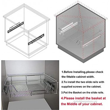 Kitchen Cabinet Pull Out Basket,Chromed metal Sliver 12.4 W x17.3 D x 5.3 H Sliding Organizer Drawer