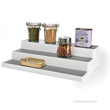 madesmart Shelf Organizer White | CABINET COLLECTION | 3-Tier Cabinet Pantry or Countertop Organizer | Soft-grip Lining and Non-slip Fee | BPA-Free