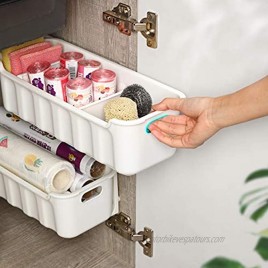 MOPMS 2 PCS Under Sink Organizers Pull Out Cabinet Storage Spice Rack Organizer Drawers Wall Mount Bathroom Organization Kitchen Organizer for Sink or Limit Space