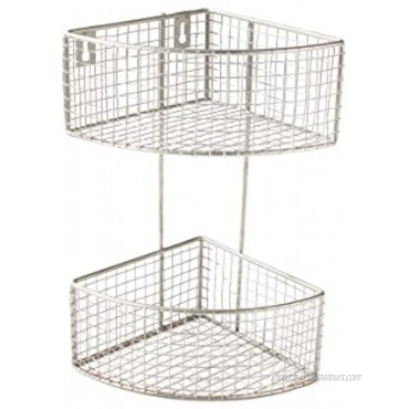 Spectrum Diversified Optional Mounted Corner Shelf 2-Tier Wall Basket Storage for Bathroom & Kitchen Satin Nickel