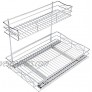 TQVAI Pull Out Under Sink Cabinet Organizer 2 Tier Slide Wire Shelf Basket 11.49W x 17.08D x 11.85H Request at Least 12 inch Cabinet Opening