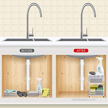 VEEYOO Pull Out Cabinet Organizer Under Sink Organizer with Adjustable Height Mode Sliding Basket Organizer for Kitchen Bathroom and Office WhiteS