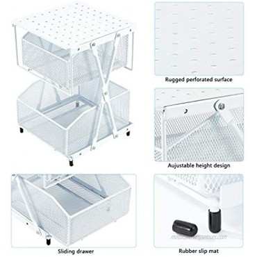 VEEYOO Pull Out Cabinet Organizer Under Sink Organizer with Adjustable Height Mode Sliding Basket Organizer for Kitchen Bathroom and Office WhiteS