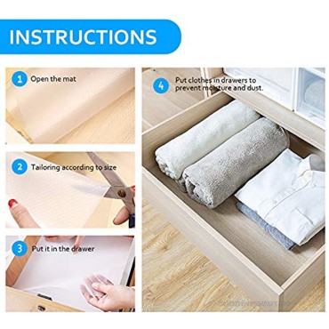 amorus 3 Rolls Shelf Liners Fridge Liner Cabinet Liner Non-Adhesive Drawer Liner Cupboard Pad for Kitchen Home 17.7 x 59 inches Clear