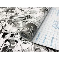 Citadel Black Manga Contact Paper 17.71x118 45cmx300cm Roll Anime Inspired Self-Adhesive Shelf Drawer Liner Counter Tops Tables Water Stain Resistant DIY Peel and Stick Glossy Finish
