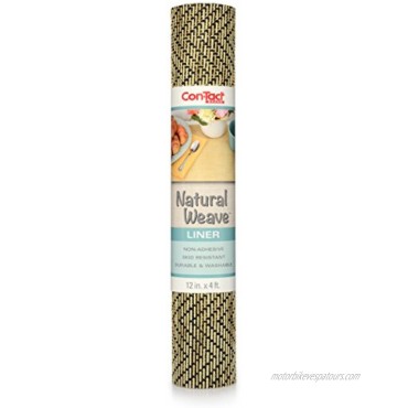 Con-Tact Brand Natural Weave Non-Adhesive Contact Shelf and Drawer Liner 12 x 4' Zig Zag Black Ivory 6 Rolls