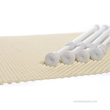 Danily 4 Pack Cupboard Bars Adjustable Spring Tension Rods 11.81 to 20 Inches White Comes with a Non Slip Shelf Liner