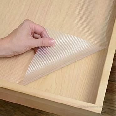 Ribbed Drawer and Shelf Liner 17.5 Inch x 20 FT Non-Adhesive Roll Durable and Strong Grip Liners for Shelves Drawers Kitchen Cabinets Storage Kitchens and Desks Clear Ribbed