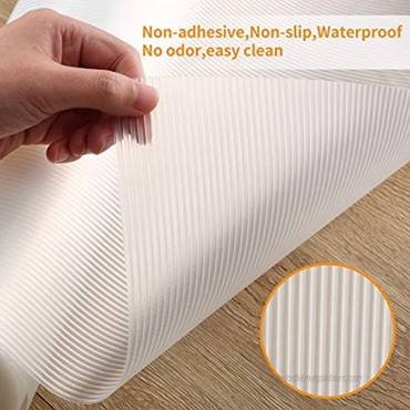 Shelf Liner for Kitchen Cabinets 12 Inch x 25 FT Double Sided Non-Slip Drawer Liner Non Adhesive Cabinet Liner Washable Refrigerator Mats for Pantry Cabinet Storage and Desks Clear Ribbed