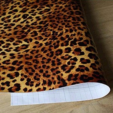 SimpleLife4U Sexy Leopard Print Self-Adhesive Shelf Drawer Liner Moisture Proof PVC Mat 45x300cm
