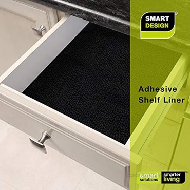 Smart Design Shelf Liner Faux Leather Adhesive 18 Inch x 15 Feet Drawer Cabinet Paper Kitchen [Black]