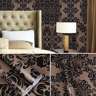 Yifely SimpleLife4U Black Damask Self-Adhesive Shelf Drawer Liner PVC Tabletop Protect Paper 45x300cm
