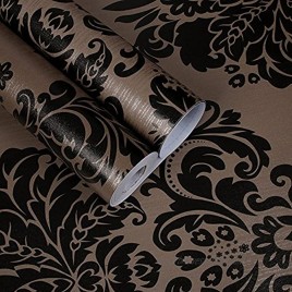 Yifely SimpleLife4U Black Damask Self-Adhesive Shelf Drawer Liner PVC Tabletop Protect Paper 45x300cm