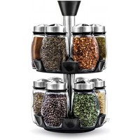 12-Jar Revolving Spice Rack Organizer Spinning Countertop Herb and Spice Rack Organizer with 12 Glass Jar Bottles Spices Not Included
