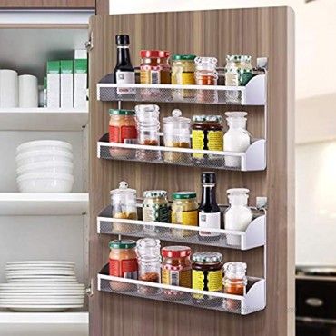 2 Pack- Simple Trending 2 Tier Spice Rack Organizer Wall Mounted Spice Shelf Storage Holder for Kitchen Cabinet Pantry Door Silver