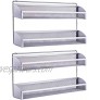 2 Pack- Simple Trending 2 Tier Spice Rack Organizer Wall Mounted Spice Shelf Storage Holder for Kitchen Cabinet Pantry Door Silver