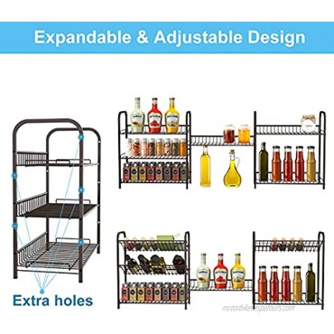 Auledio 3-Tier Adjustable Spice Rack Expandable Countertop Seasoning Bottle Organizer for Cabinet,Brone