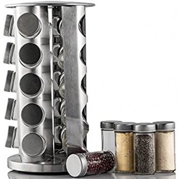 BARAY TIME 20-Jar Revolving Spice Rack Countertop Spice Rack Tower Organizer for Kitchen Cabinet Seasoning Storage Organization