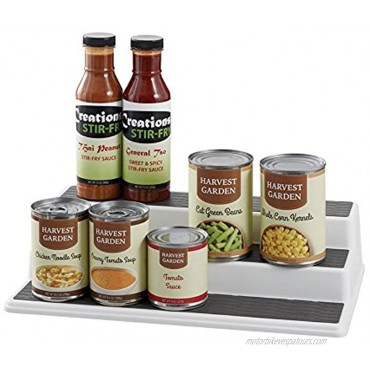 Copco 2555-0189 Non-Skid 3-Tier Spice Pantry Kitchen Cabinet Organizer 10-Inch White Gray