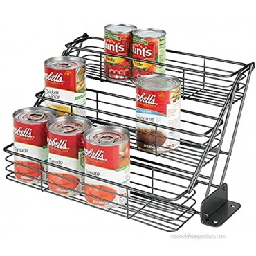 mDesign Modern Metal 3-Tier Pull Down Spice Rack- Easy Reach Retractable Large Capacity Kitchen Storage Shelf Organizer for Cabinet and Pantry Holder for Seasoning Jars Bottles Shakers- PC Graphite
