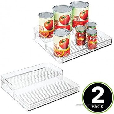 mDesign Plastic Kitchen Food Storage Organizer Shelves Spice Rack Holder for Cabinet Cupboard Countertop Pantry Holds Jars Baking Supplies Canned Food 2 Levels 2 Pack Clear