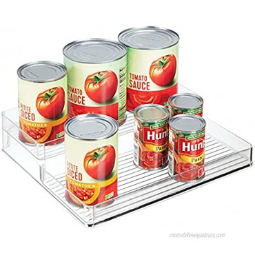 mDesign Plastic Kitchen Food Storage Organizer Shelves Spice Rack Holder for Cabinet Cupboard Countertop Pantry Holds Jars Baking Supplies Canned Food 2 Levels 2 Pack Clear
