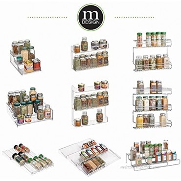 mDesign Plastic Kitchen Spice Bottle Rack Holder Food Storage Organizer for Cabinet Cupboard Pantry Shelf Holds Spices Mason Jars Baking Supplies Canned Food 4 Levels Clear