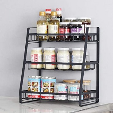 PINNIYOU Spice Rack 3 Tier Detachable Spice Shelf for Kitchen Countertop Shelf Organizer Black…