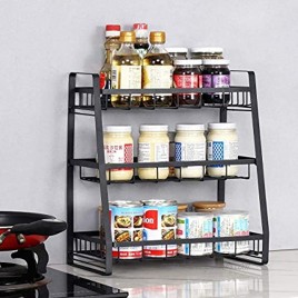 PINNIYOU Spice Rack 3 Tier Detachable Spice Shelf for Kitchen Countertop Shelf Organizer Black…
