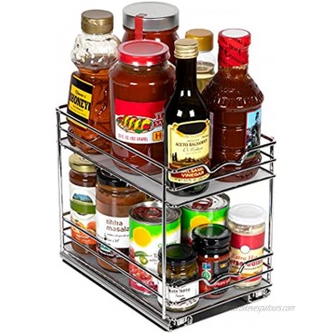 Pull Out Spice Rack Organizer for Cabinet – Heavy Duty Slide Out Double Rack 6W For Upper Kitchen Cabinets and Pantry Closet For Spices Sauces Cans etc. Requires at least 6.9” Cabinet Opening