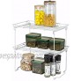 Qboid SP Stackable Cabinet Shelf 2 Pack Racks Large（15x7.6x9.0）Counter & Pantry Organizer Organization Canned Goods Condiments Kitchen [White]