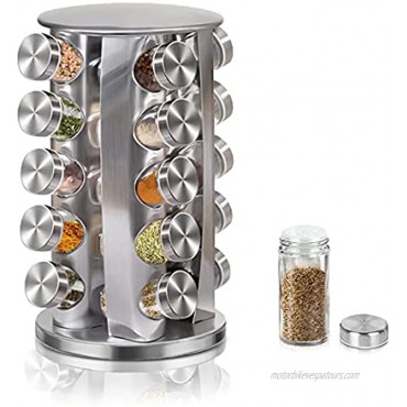 Revolving Spice Rack Organizer Countertop Spinning Herb and Spice Storage Rack Tower Organizer with 20 Empty Jars Rotating Spice Holder Shelf Seasoning Rack Shelf Spice Seasoning Bottle Organizer