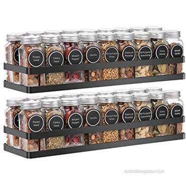 Scnvo Spice Rack Organizer Wall Mounted 2 Pack Floating Shelves Storage for Pantry Cabinet Door Sturdy Hanging Organizer for Kitchen Bathroom Black