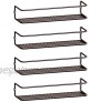 SONGMICS Wall-Mounted Spice Racks Set of 4 Metal Spice Organizers Kitchen Shelves for Door Cabinet Pantry 11.3 x 3.5 x 2.4 Inches Brown UKCS07BR