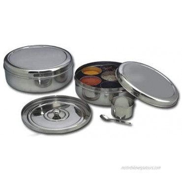 Spice Container Masala Dabba 7 Compartments masala box,steel masala dabba,Spice container box,stainless steel spice box indian masala dabba with 7 spice containers with size 8 X 8 inches