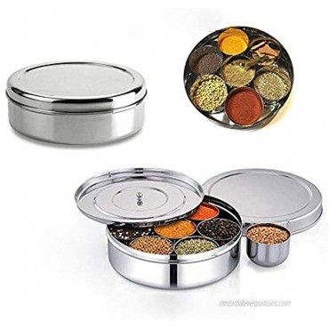 Spice Container Masala Dabba 7 Compartments masala box,steel masala dabba,Spice container box,stainless steel spice box indian masala dabba with 7 spice containers with size 8 X 8 inches
