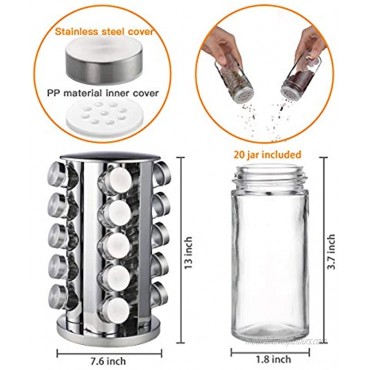 Spice Rack 20-Jar spice organizer Rotating Spice Holder Shelf For Kitchen Cabinet Organizer