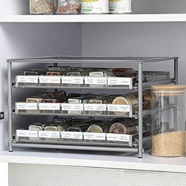 Spice Rack Organizer for Cabinet 3 Tier 30-Bottle Metal Tilt Down Spice Drawer Storage for Pantry Kitchen Cabinet Metal