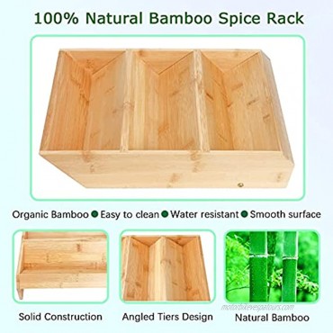 Spice Rack Organizer for Cabinet ,Bamboo Spice Rack Organizer for Countertop 3-Tier Spice Shelf Versatile Seasoning Organizer Space Saving Wooden Spice Rack for Drawers bamboo color