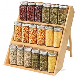 Spice Rack Organizer for Cabinet ,Bamboo Spice Rack Organizer for Countertop 3-Tier Spice Shelf Versatile Seasoning Organizer Space Saving Wooden Spice Rack for Drawers bamboo color
